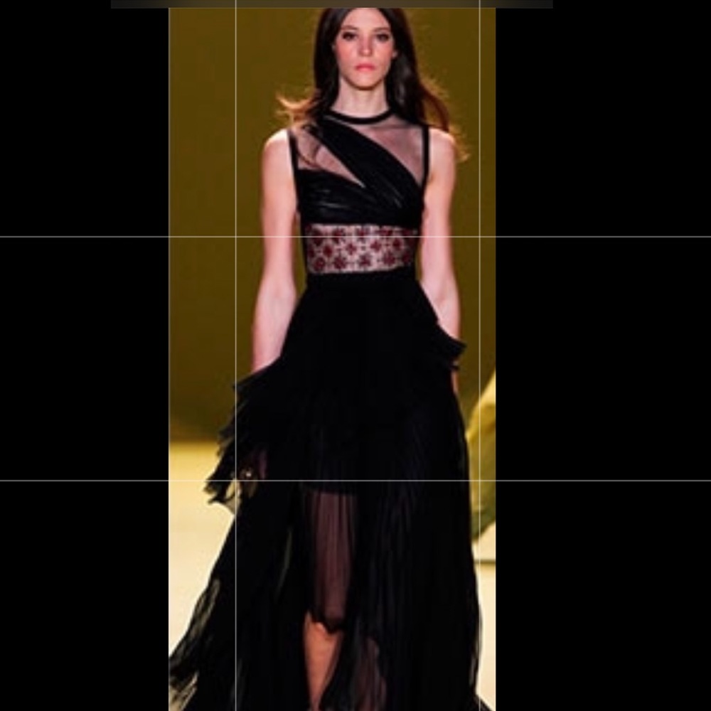 J. Mendel NWT Black Chiffon & Lace Embellished Size 6